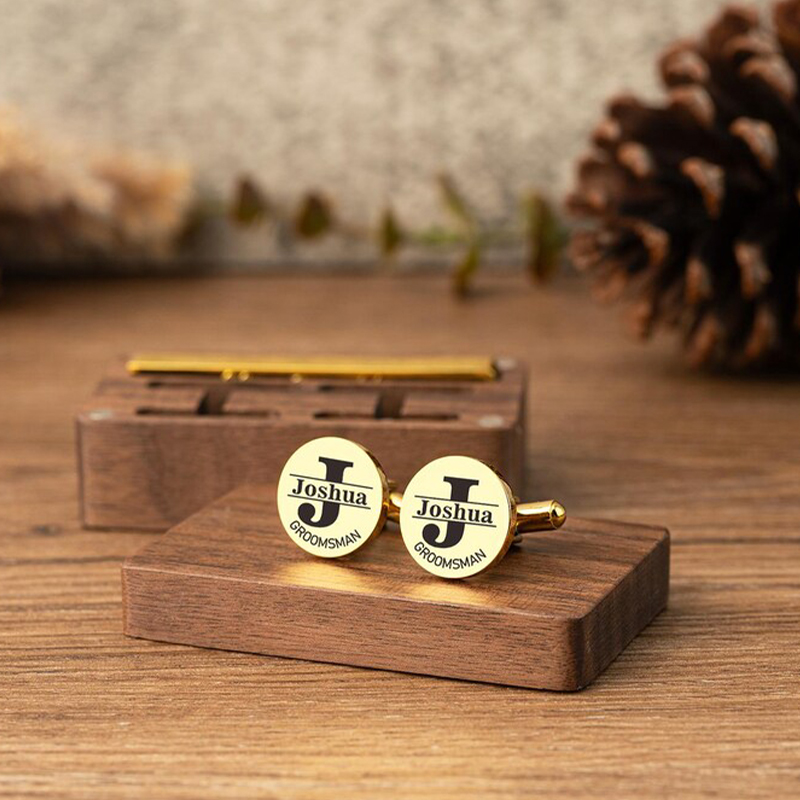 Tie Clip Set - Gepersonaliseerde Bruidsjonkers Manchetknopen Dasspeld Set Gegraveerde