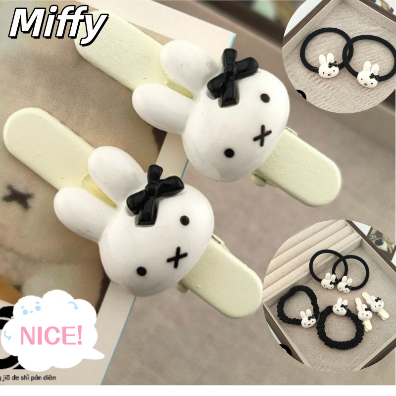 Tie Clip Set - Schattige Miffy Bunny Bow haarband, zwarte