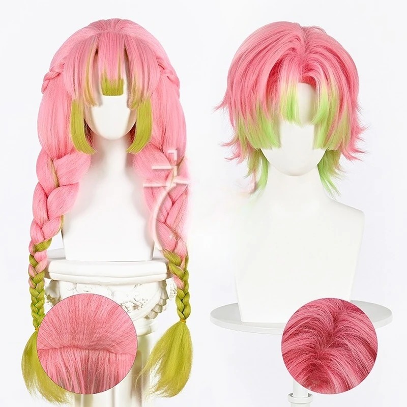 Men Accessories For Suit - Kanroji Mitsuri Cosplay Pruik Roze Groen