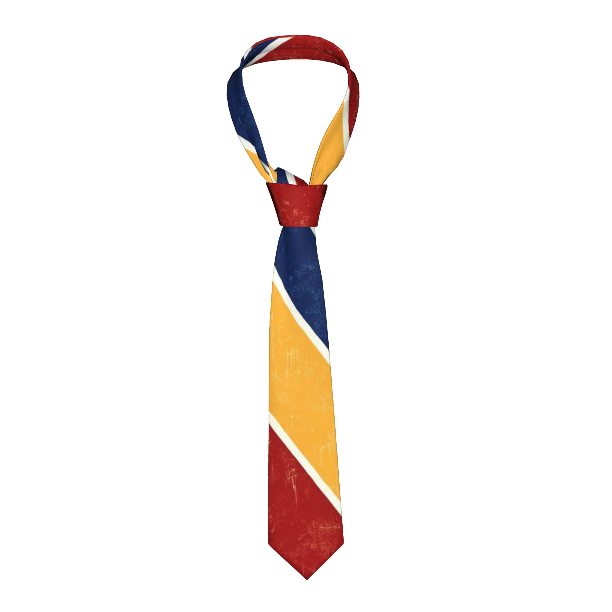 Men'S Yellow Accessories - Vintage rood-geel-blauwe diagonaal gestreepte stropdas, dagelijks