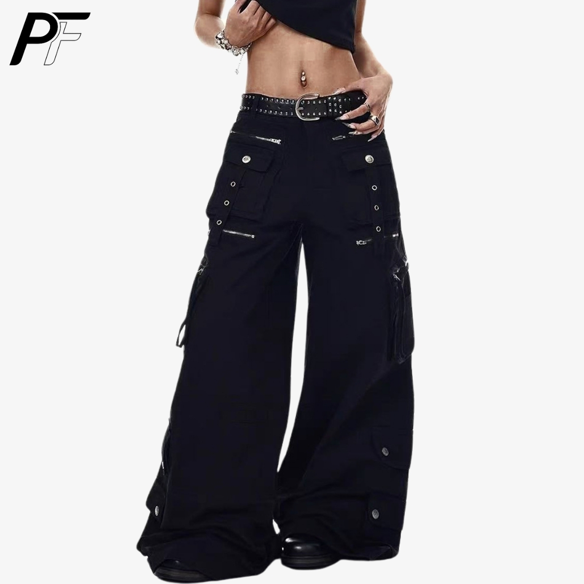 Men'S Accessories For Jeans - Grunge Techwear Cargobroek met wijde pijpen