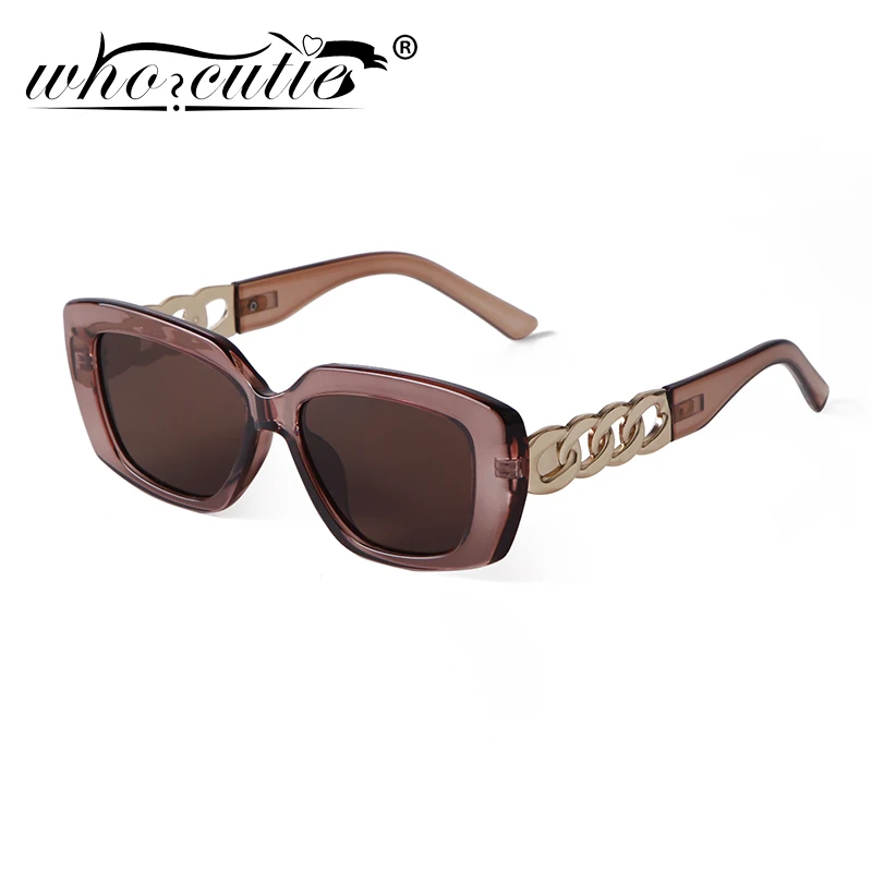 Men'S Accessories In The 90S - Trendy Bruin Uitgehold Vierkante Zonnebril Vrouwen