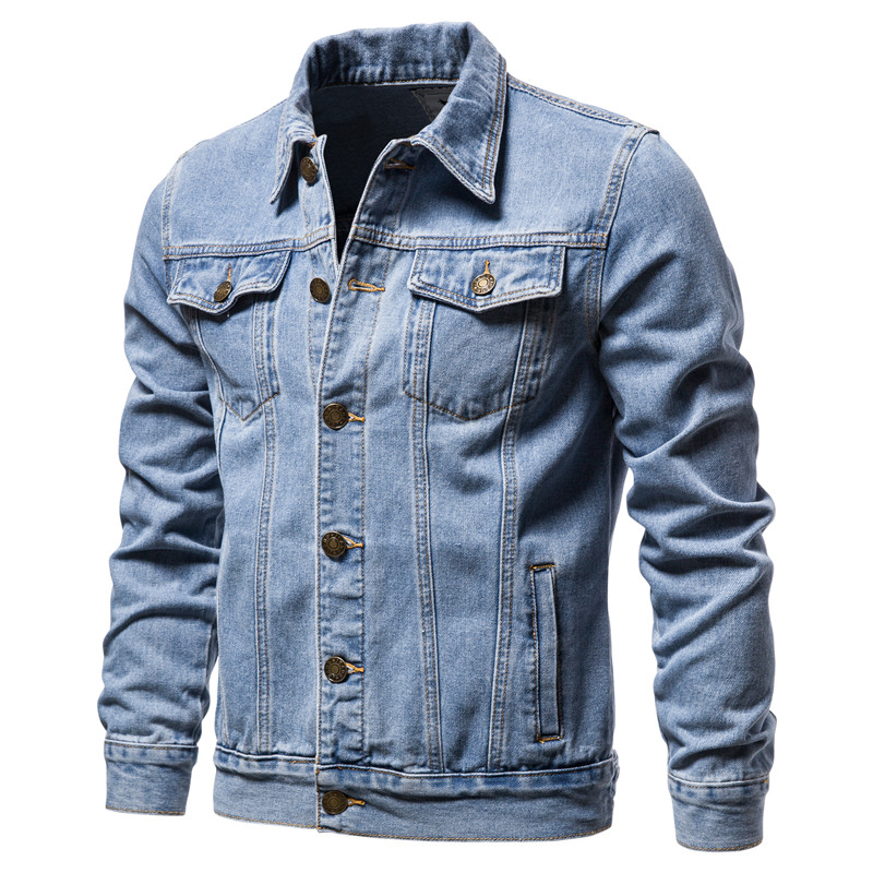 Men'S Accessories For Jeans - 2025 Herfst Mannen Solid Denim Jassen