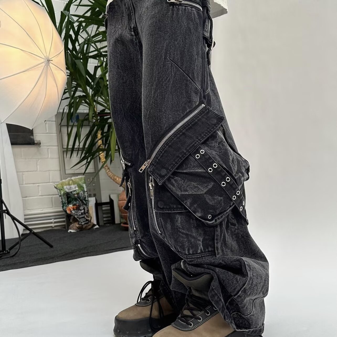 Y2K Zwarte Gothic Punk Multi-P - Men'S Accessories For Jeans recensie en prijs